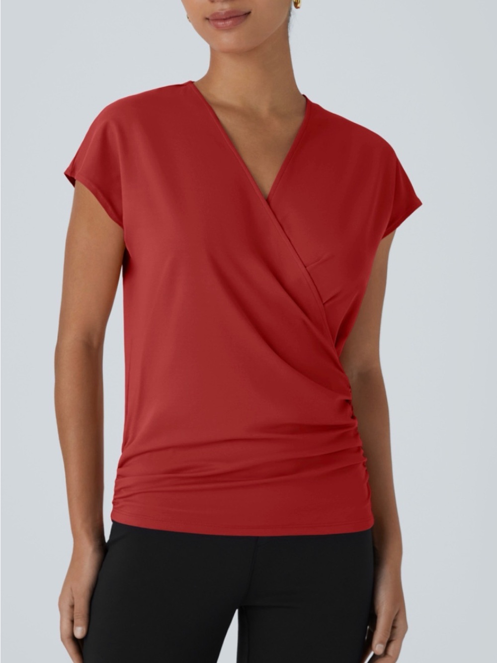 HALARA Red Surplice Wrap Top - Small